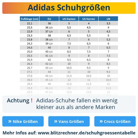 Adidas größen tabelle online